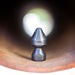 US Jetting RPD Egghead Penetrator nozzle made of case‑hardened steel, shown seated inside a pipe with engraved markings visible, featuring a rounded nose and two‑piece removable cap for easy cleaning; high‑pressure sewer jetting nozzle engineered with forward and rear jets for penetrating blockages, heavy grease, and root masses, compatible with 1/2", 3/4", and 1" hoses and rated for 14–65 GPM at 2,000–10,000 PSI.