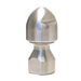 Stainless steel 1/2" RPD jetter nozzle with precision‑machined two‑piece design, rounded hydrodynamic head, and corrosion‑resistant construction for high‑pressure 6,000 PSI drain cleaning; engineered for 1/2" jetting hose to clear blockages and navigate bends in 4" and larger pipes.