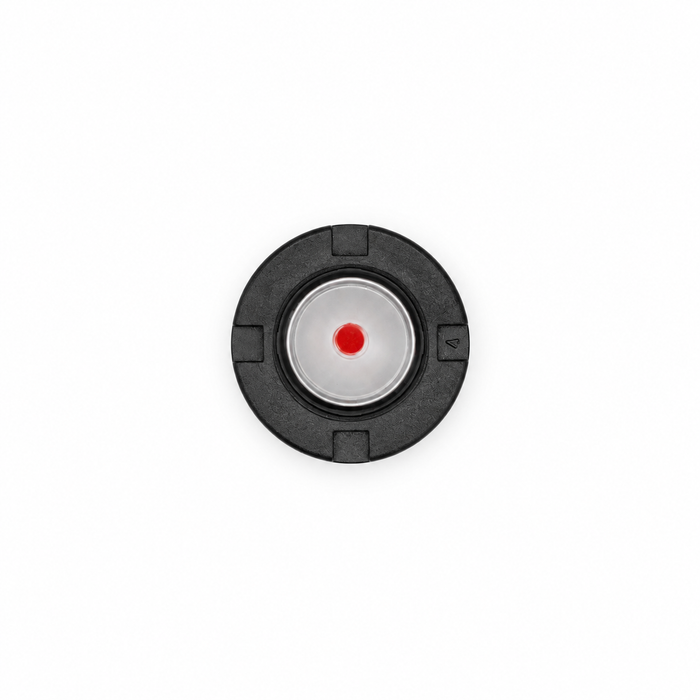 US Jetting 4018 pump oil level sight gauge with red dot indicating the proper oil fill level.
