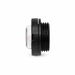 US Jetting 4018 pump oil level sight gauge J-002-915, side view showing the clear viewing window and black threaded housing.