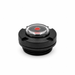 US Jetting 4018 pump oil level sight gauge J-002-915, low angled view showing clear sight glass, red dot fill indicator and black mounting threads.