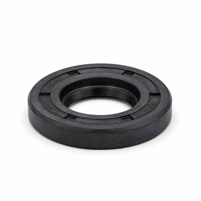 US Jetting 4014 and 4018 plunger rod oil seal replacement for 4000 PSI high-pressure hydro jetter pumps, black rubber seal shown at an angle.